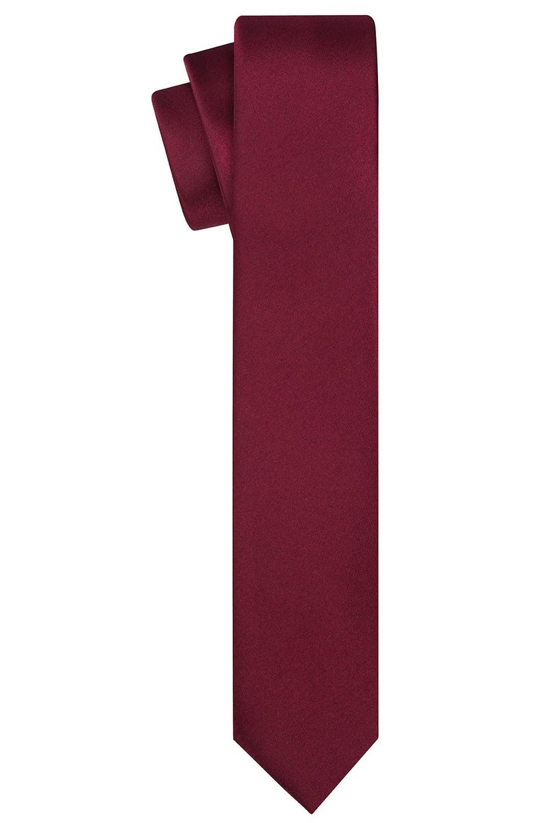KissTies Boys' Tie Burgundy Red Satin Necktie For Kids Boys Ties + Gift Box - Image 3
